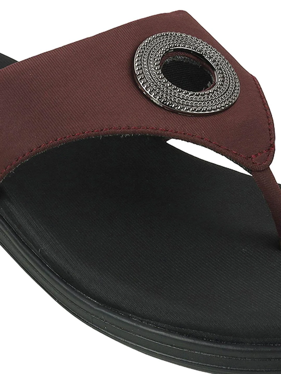 Comfort Toe-Ring Flats with Embellished Accent