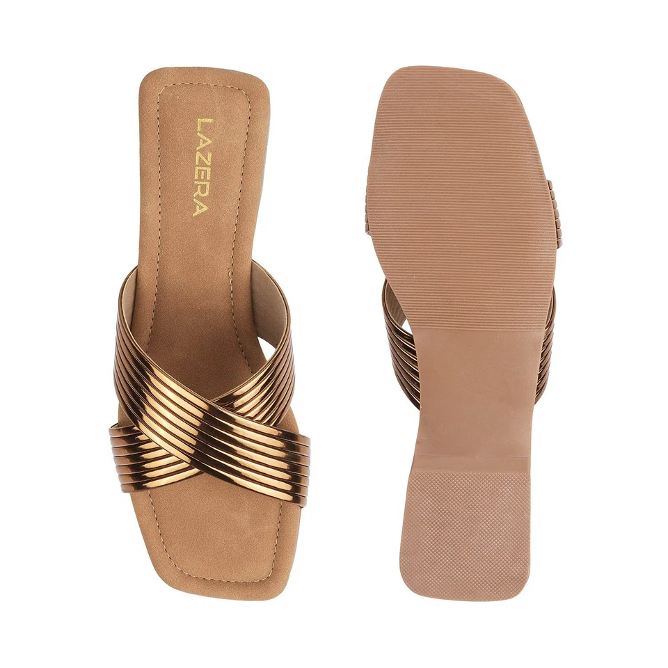 Metallic Cross-Strap Flats