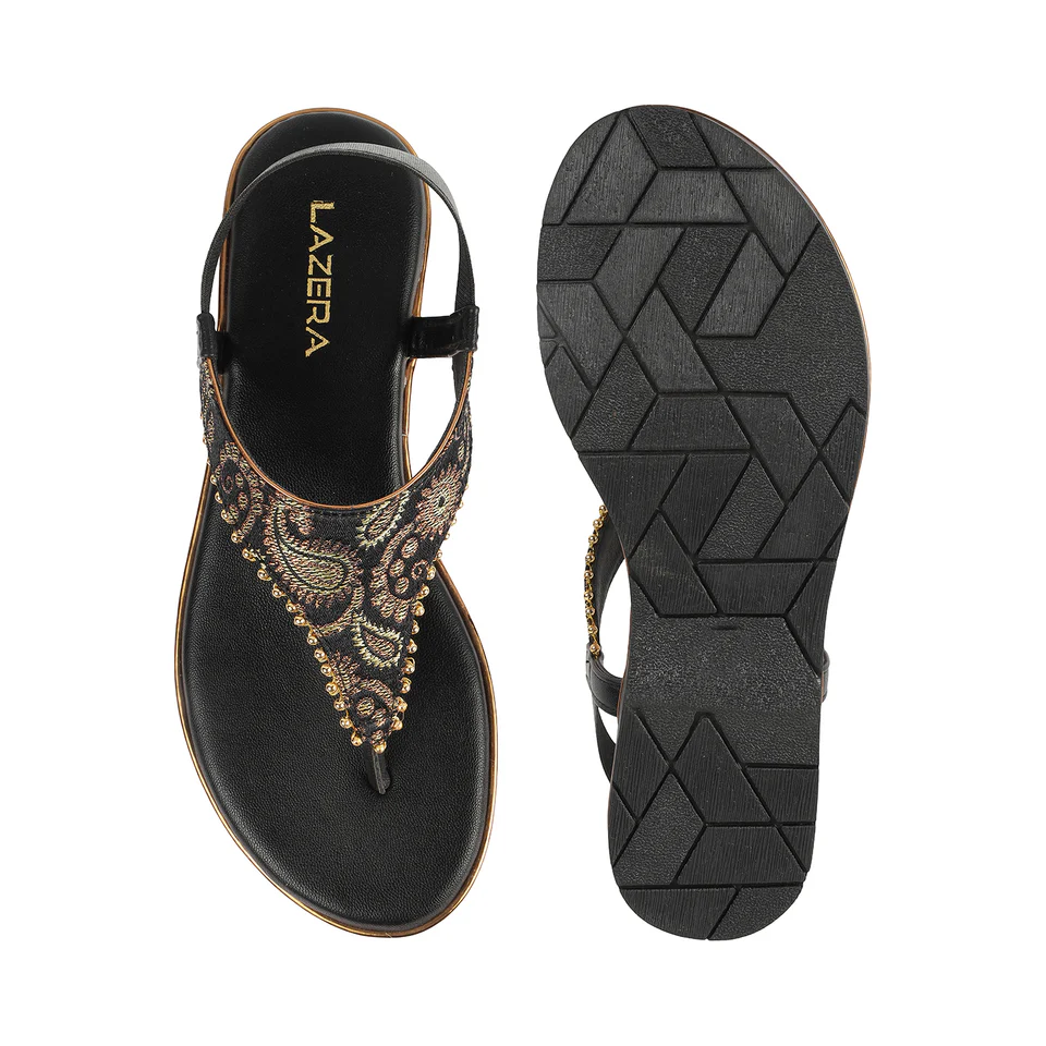 Women's Ethnic Brocade Thong Sandals with Slingback