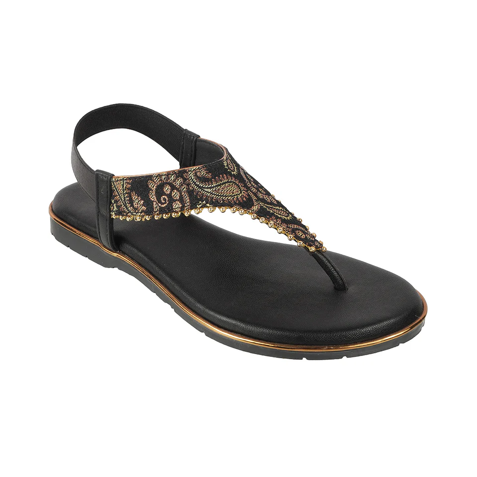 Women's Ethnic Brocade Thong Sandals with Slingback