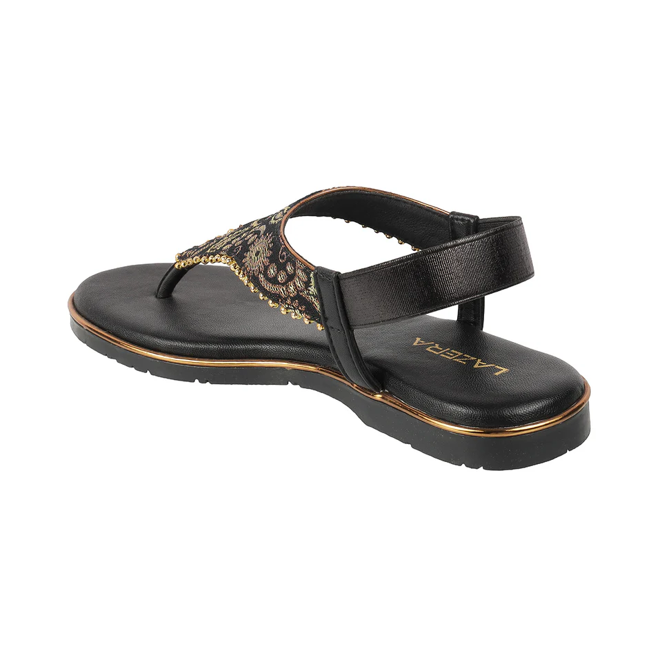 Women's Ethnic Brocade Thong Sandals with Slingback