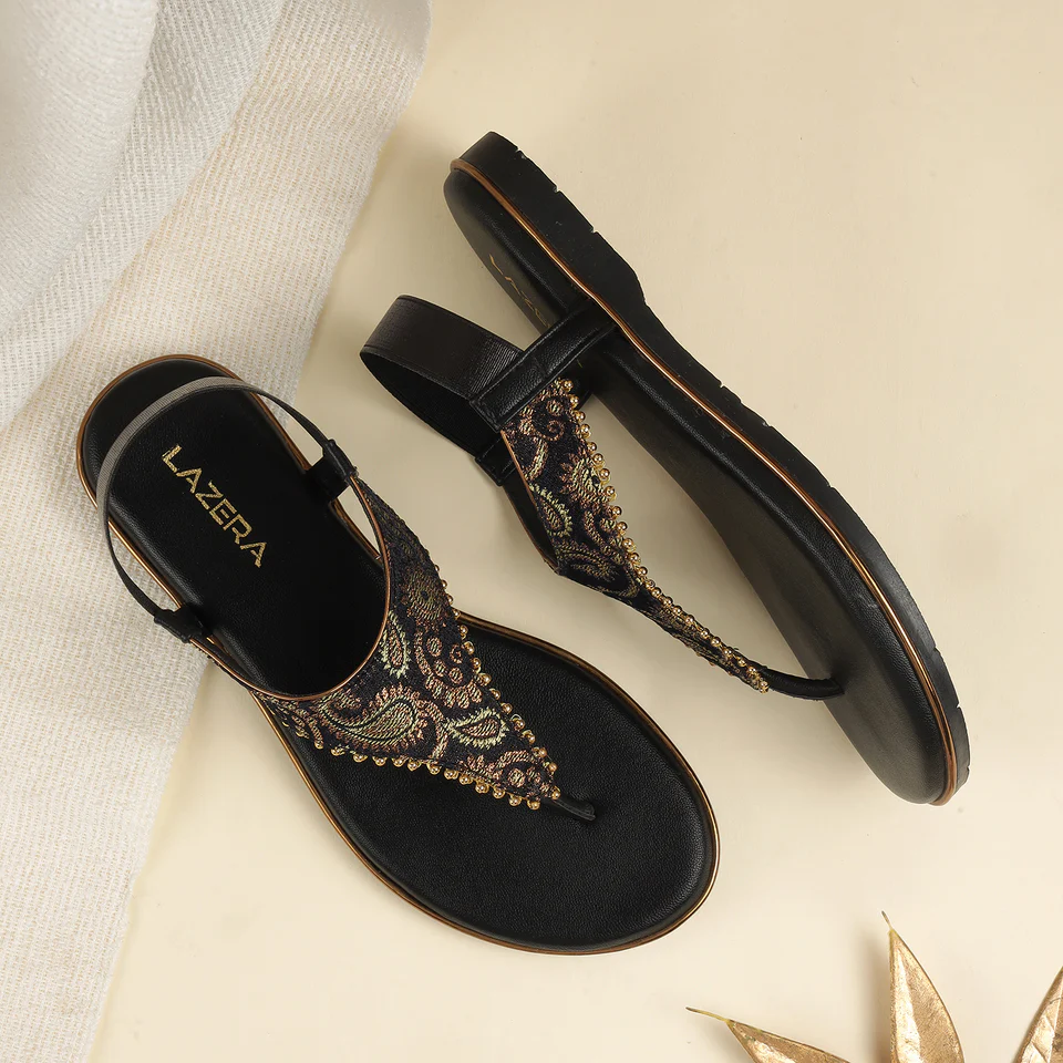 Women's Ethnic Brocade Thong Sandals with Slingback