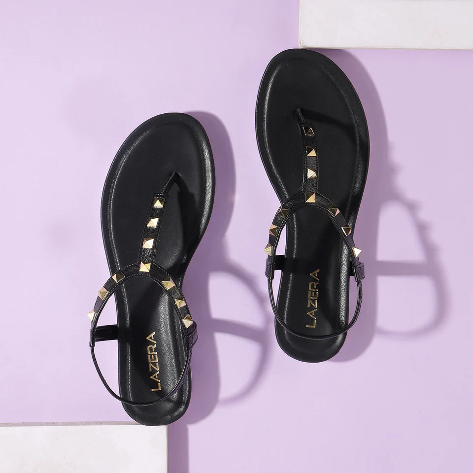 Women's Studded T-Strap Flats