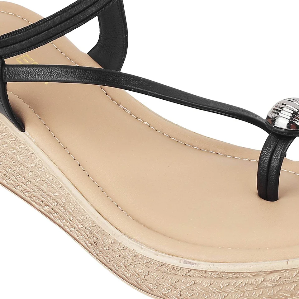 Elegant T-Strap Wedge Sandals