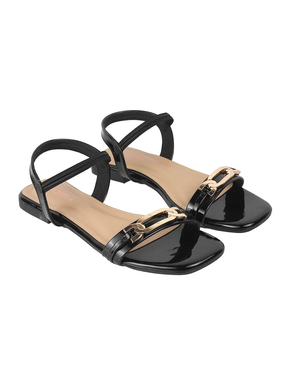 Chic Beige Strap Sandals with Gold Accent