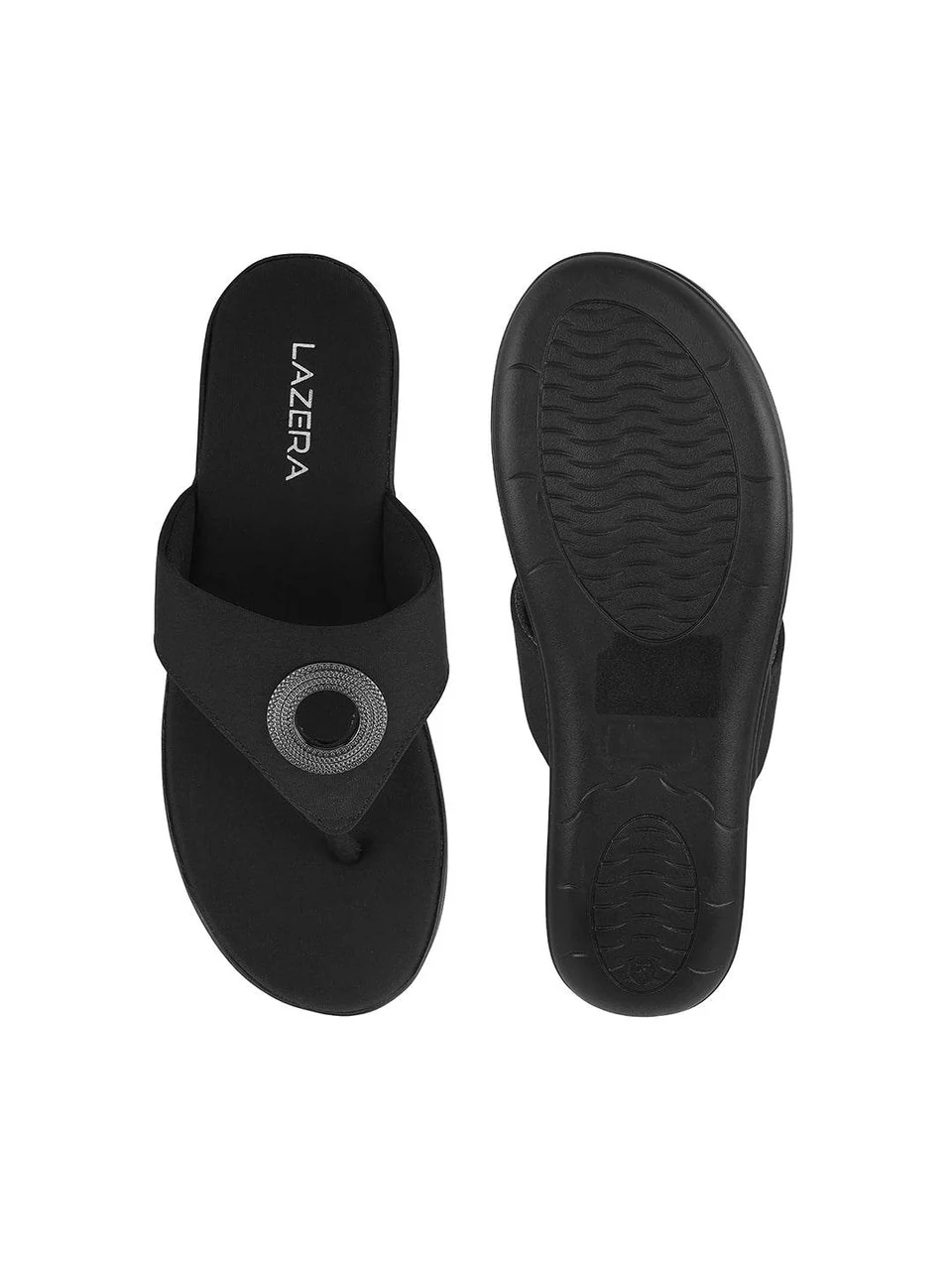 Comfort Toe-Ring Flats with Embellished Accent