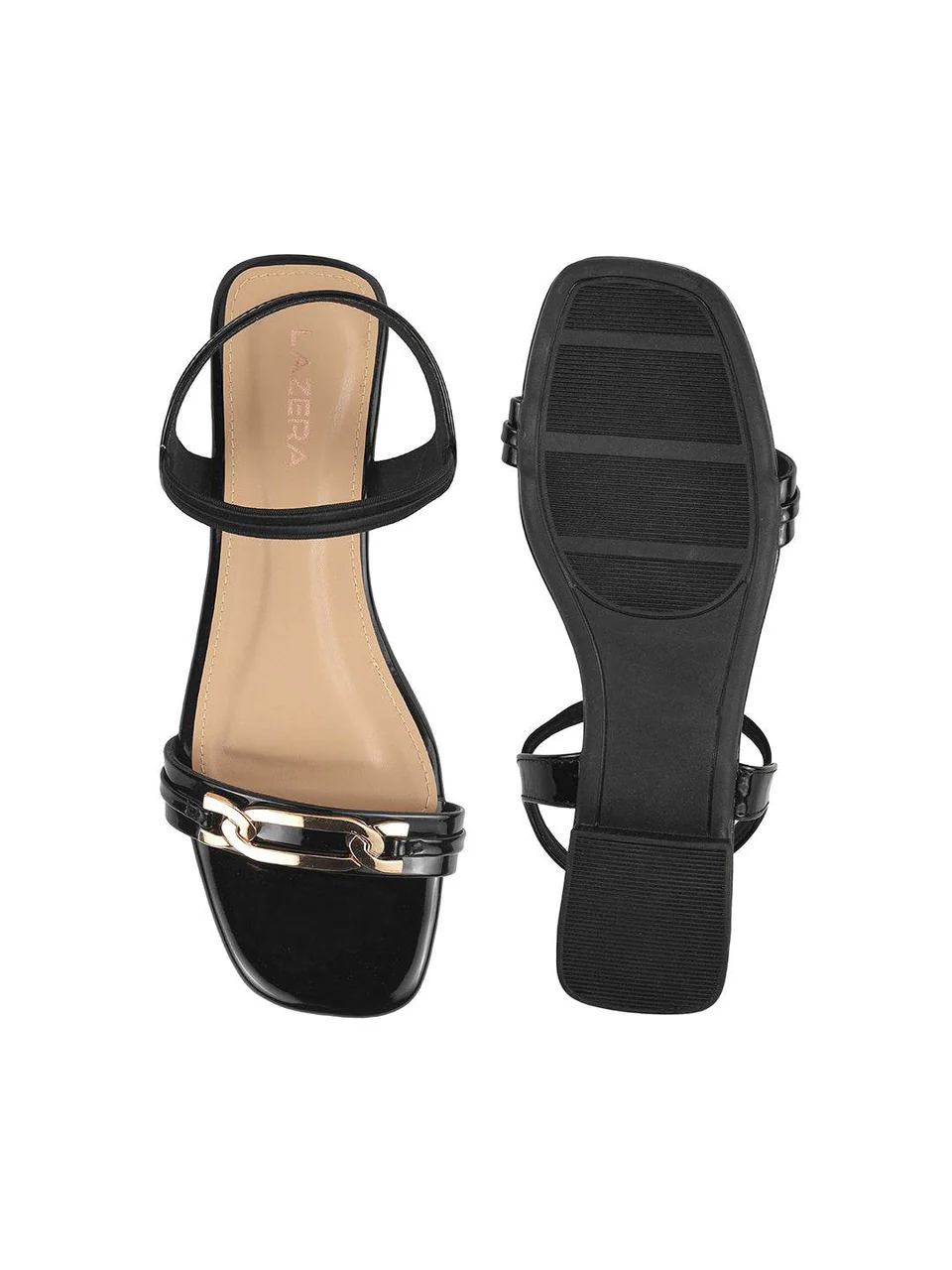 Chic Beige Strap Sandals with Gold Accent