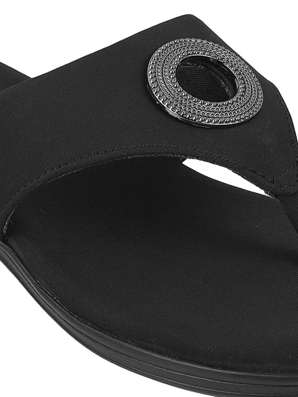 Comfort Toe-Ring Flats with Embellished Accent