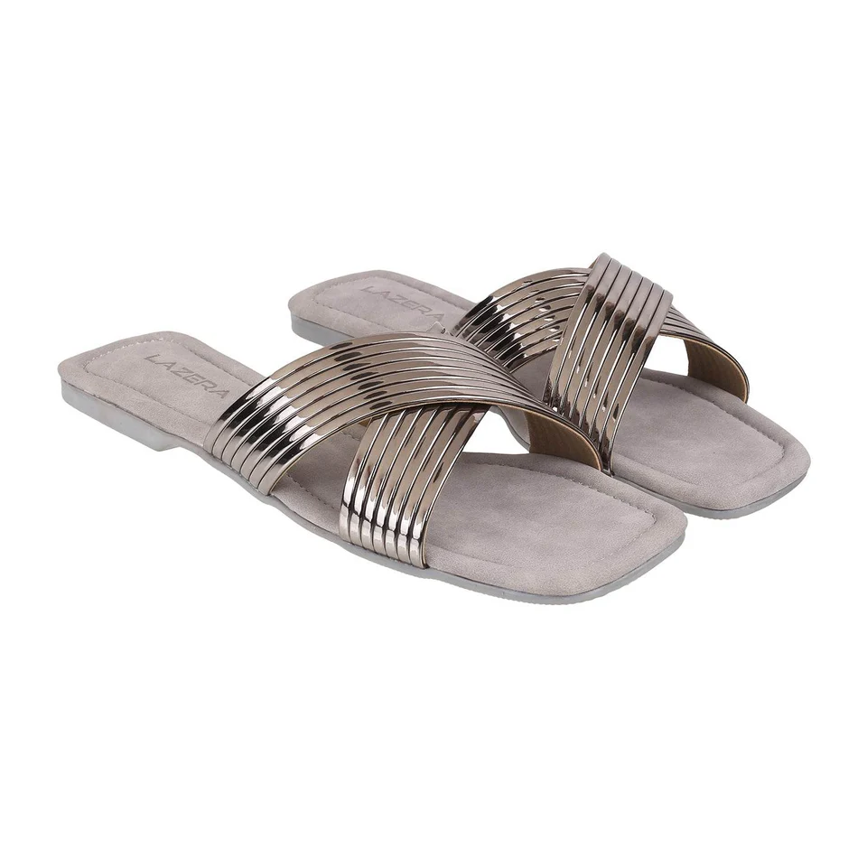 Metallic Cross-Strap Flats