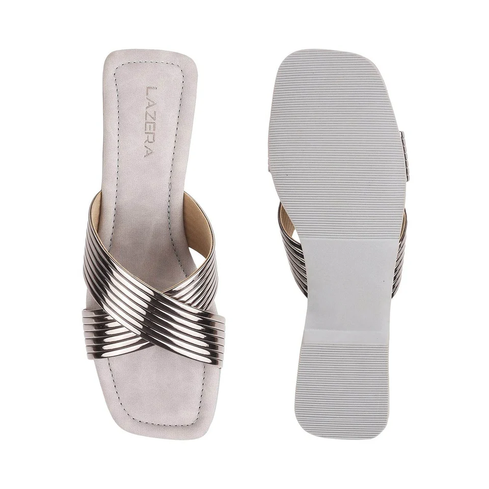 Metallic Cross-Strap Flats