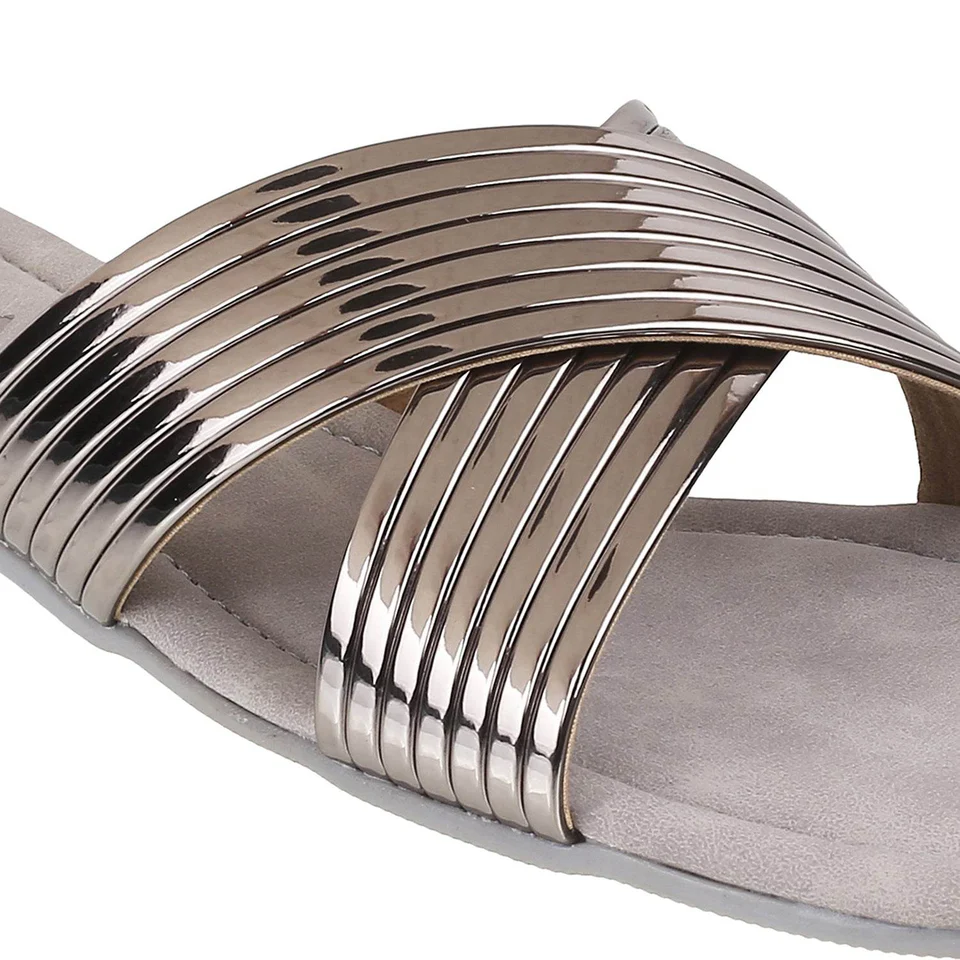 Metallic Cross-Strap Flats