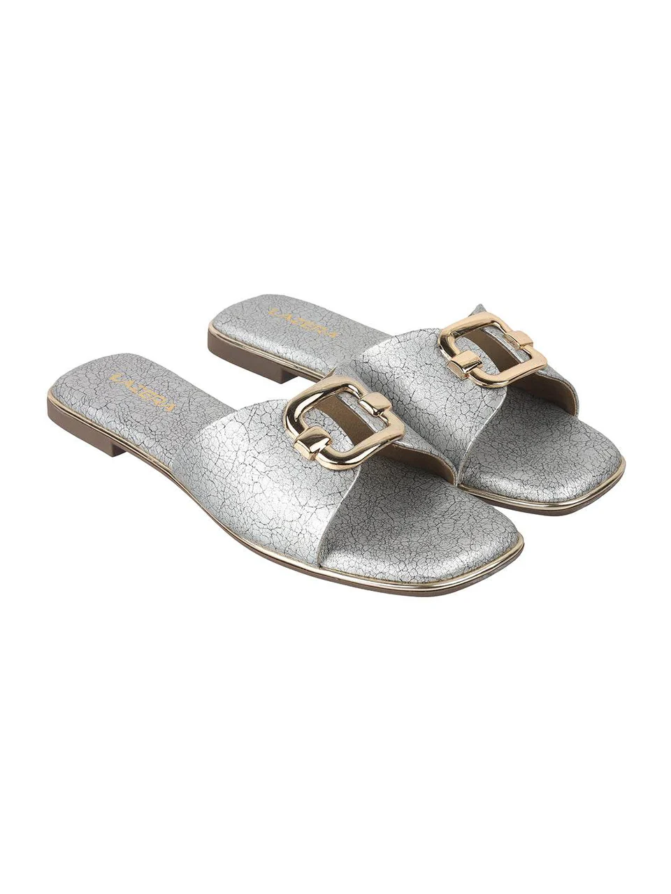 Women's Luxe Buckle Flat Slides