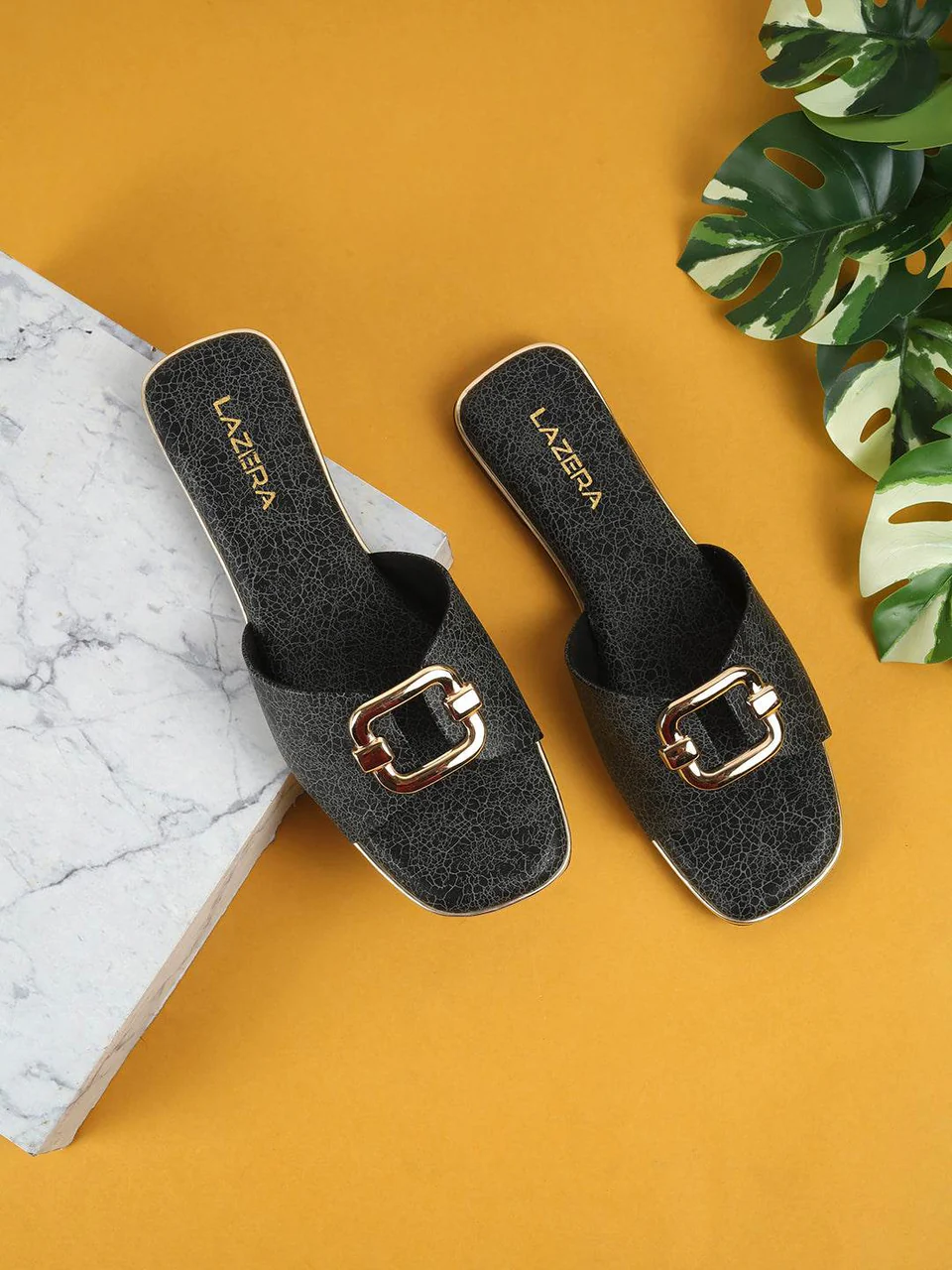 Women's Luxe Buckle Flat Slides