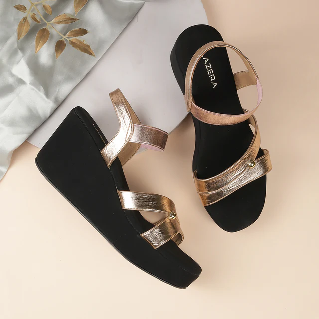 Women’s Metallic Strap Wedge Sandals