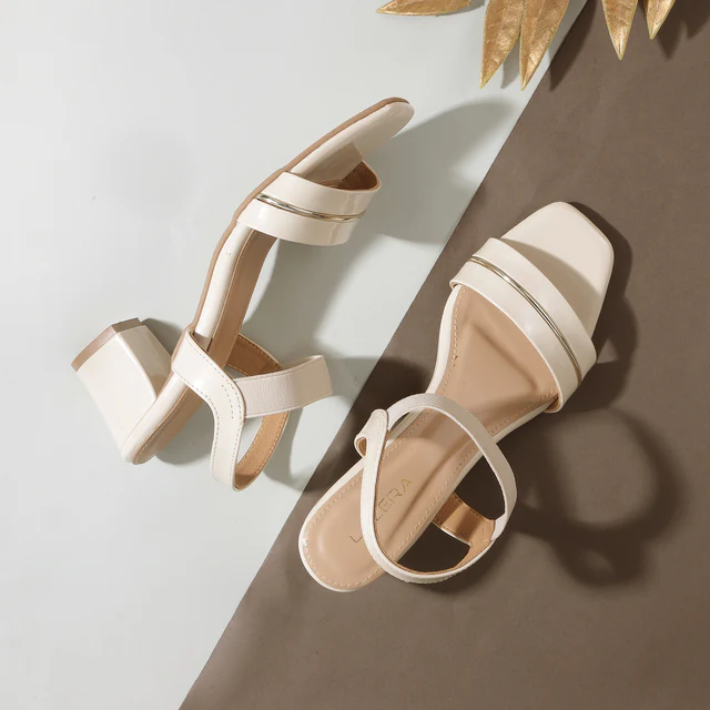 Women's Mid Block Elastic Strap Heels