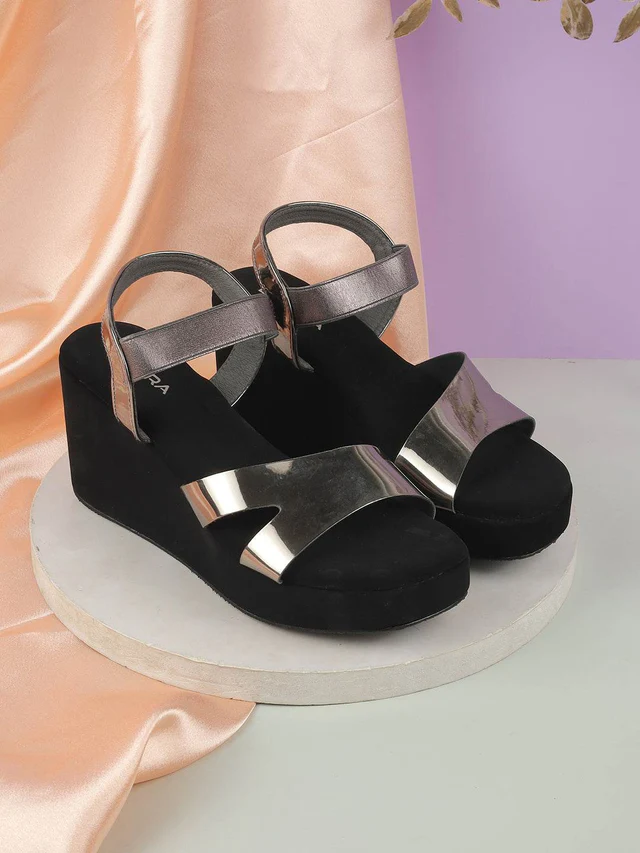 Metallic Wedge Sandals