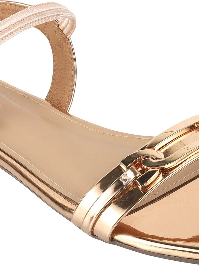 Chic Beige Strap Sandals with Gold Accent