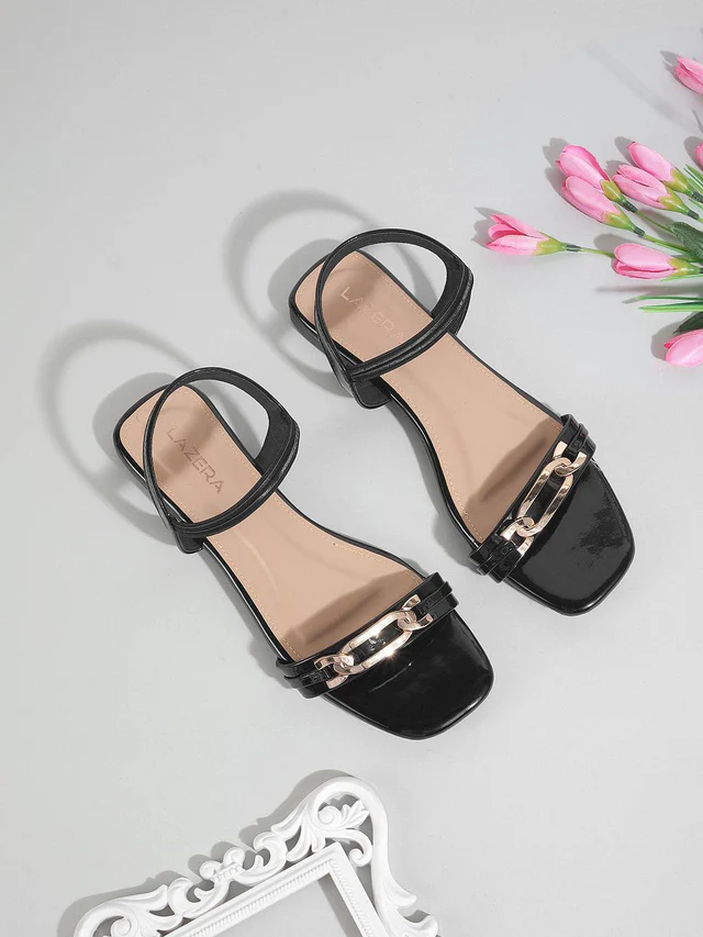 Chic Beige Strap Sandals with Gold Accen...