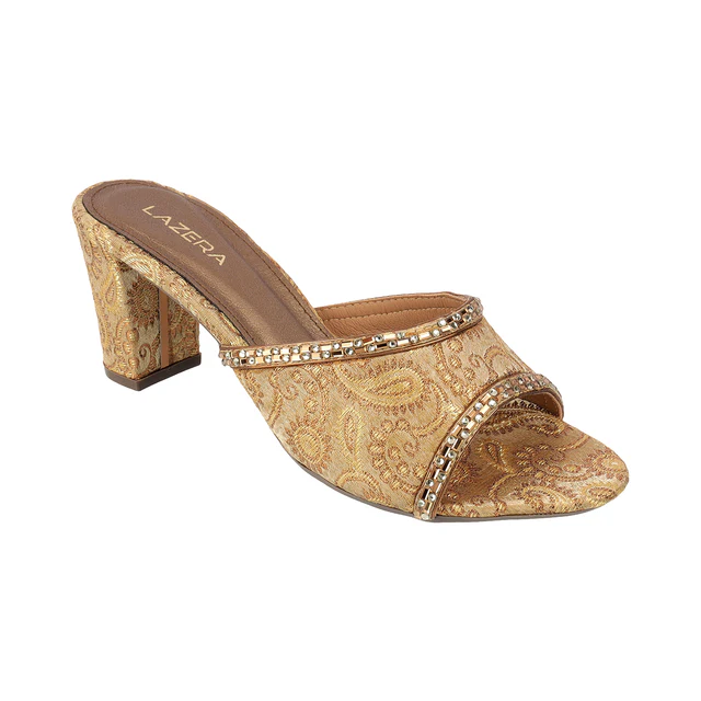 Women's Brocade Block Heel Slip-On Sandals