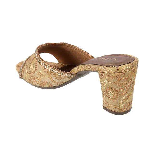 Women's Brocade Block Heel Slip-On Sandals