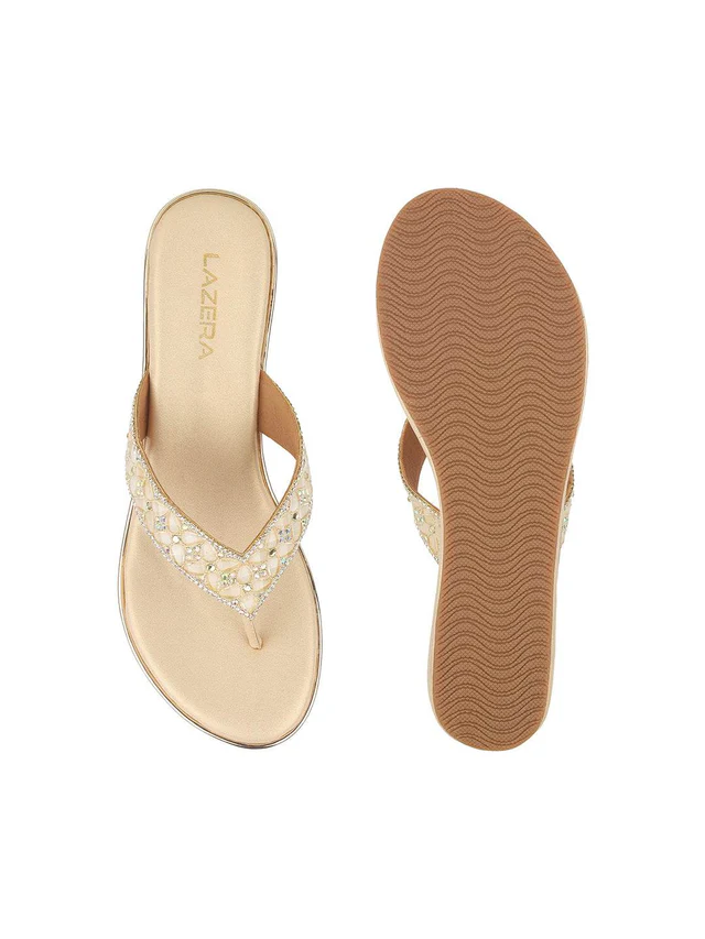 Women's Pearl Embellished Wedge Flip-Flops