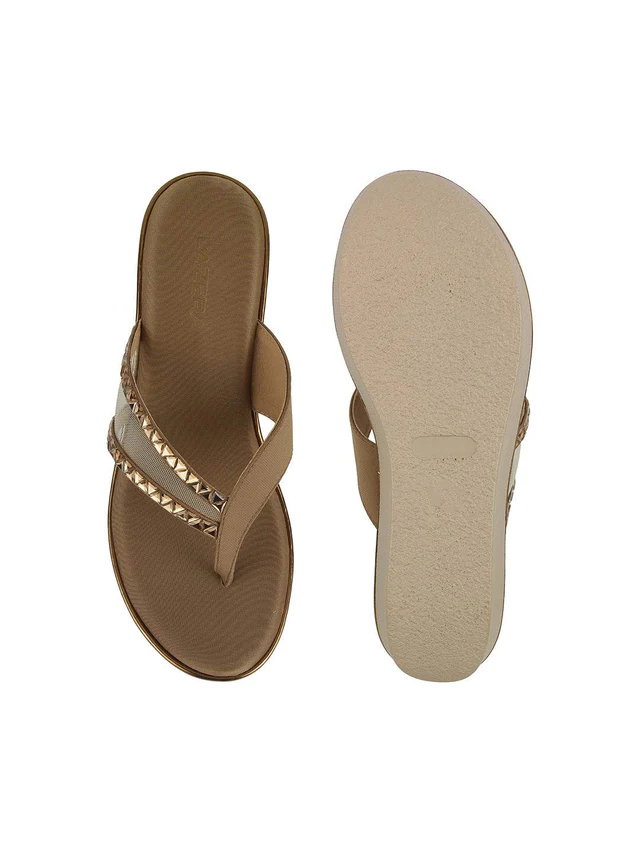 Womens Studded Wedge Flip-Flops