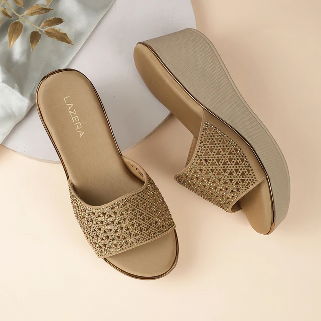 Women’s Embellished Wedge Slide Sandals
