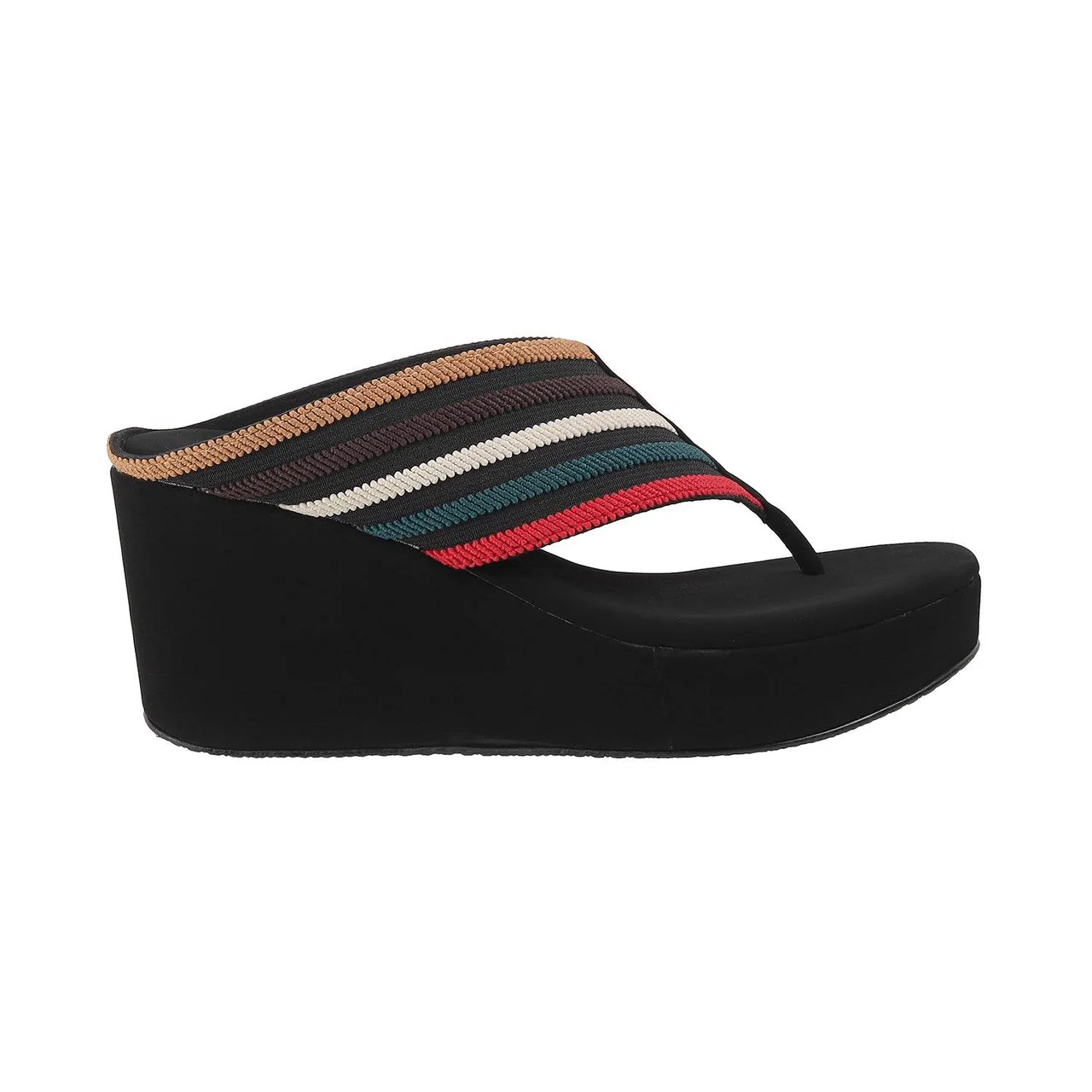 Women's Multi-Stripe Wedge Flip-Flops