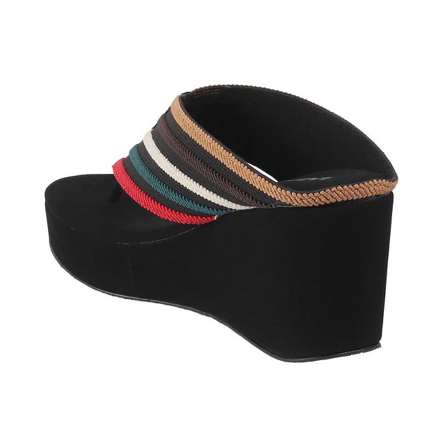 Women's Multi-Stripe Wedge Flip-Flops