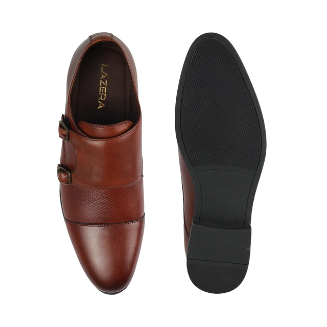 Mens Dominio Double Monk Strap Shoes Tan