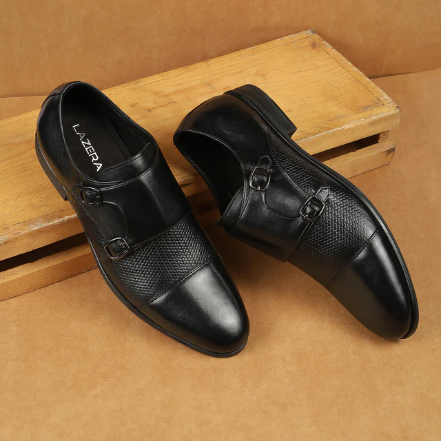 Mens Dominio Double Monk Strap Shoes Bla...