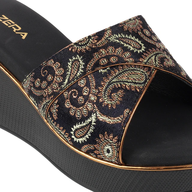 Women's Ethnic Brocade Wedge Sandals