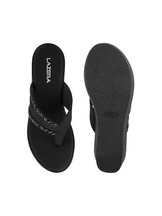 Womens Studded Wedge Flip-Flops