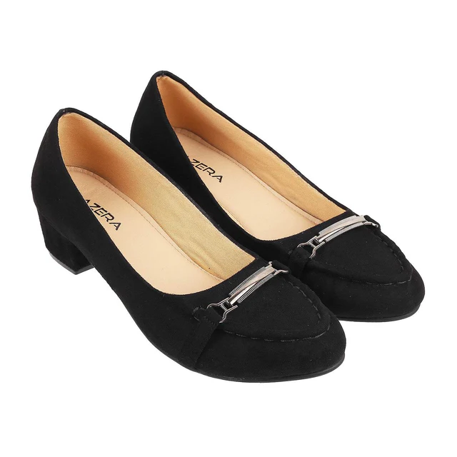 Women's Block Heel Loafers with Metal Ac...