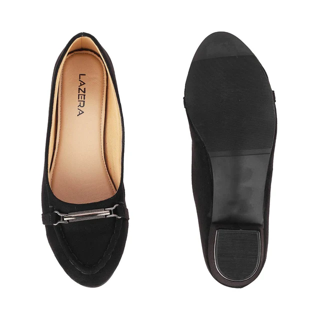 Women's Block Heel Loafers with Metal Accent