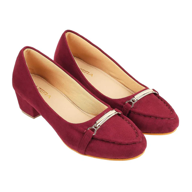 Women's Block Heel Loafers with Metal Ac...