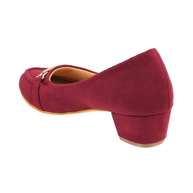 Women's Block Heel Loafers with Metal Accent