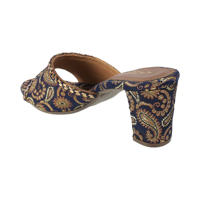 Women's Brocade Block Heel Slip-On Sandals