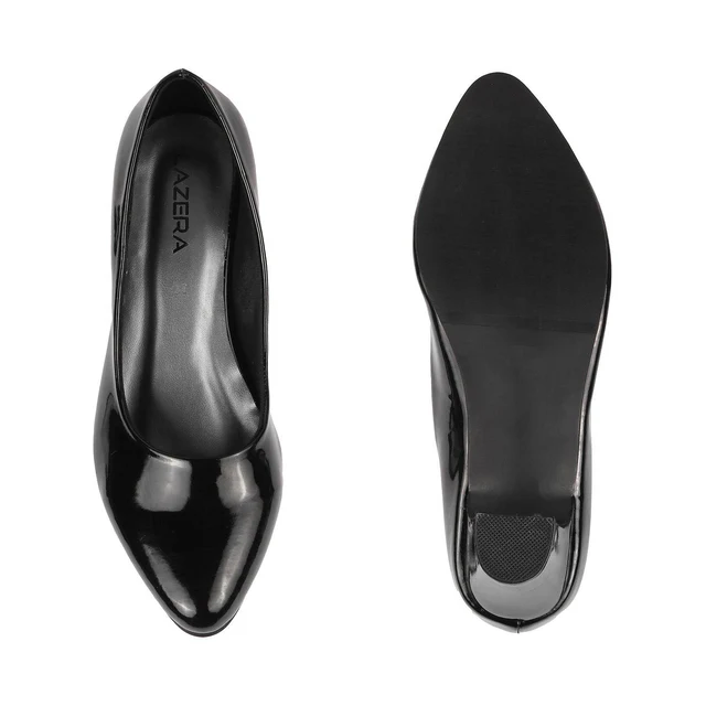 Women's Patent Leather Block Heel Pumps