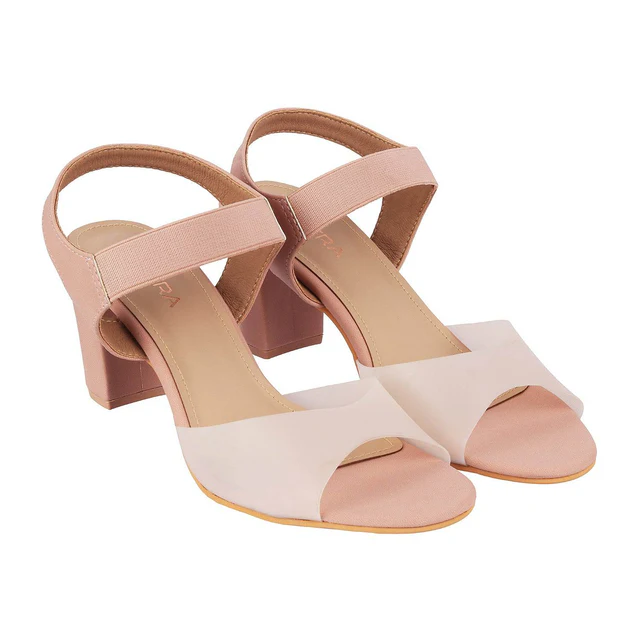 Womens Two-Tone Block Heel Sandals