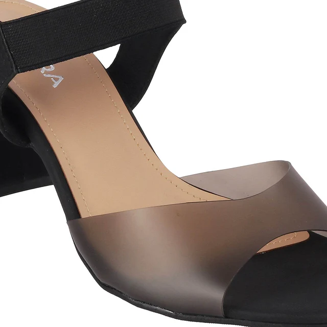 Womens Two-Tone Block Heel Sandals