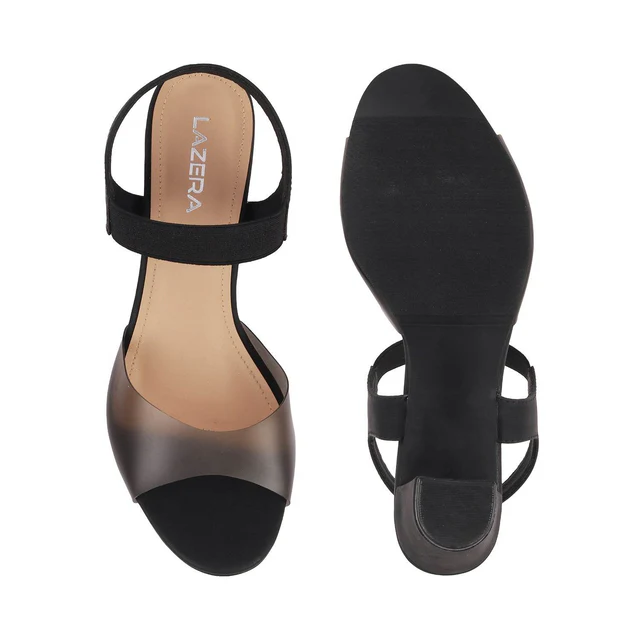 Womens Two-Tone Block Heel Sandals