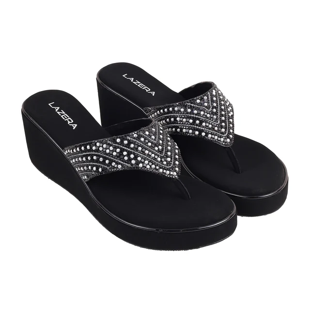Womens Sparkle Wedge Slip-ons