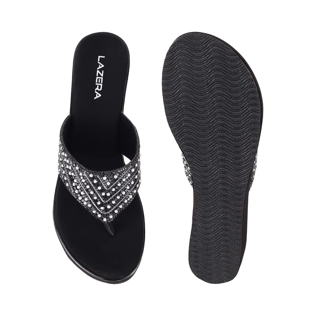 Womens Sparkle Wedge Slip-ons