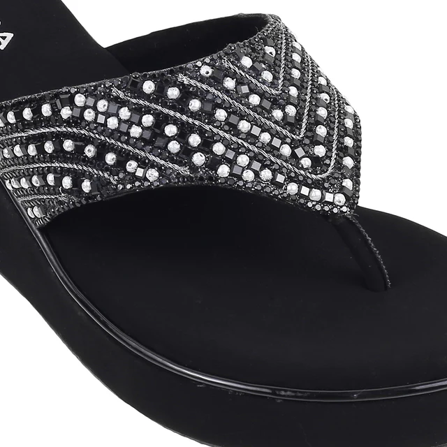 Womens Sparkle Wedge Slip-ons