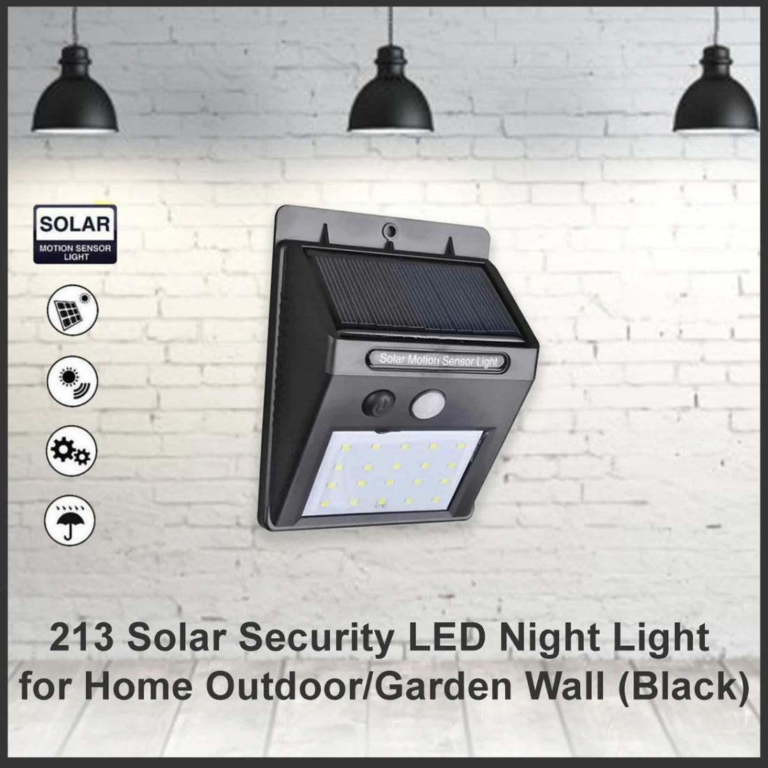 Solar Security LED Wall Light Outdoor Garden 30 LED Black