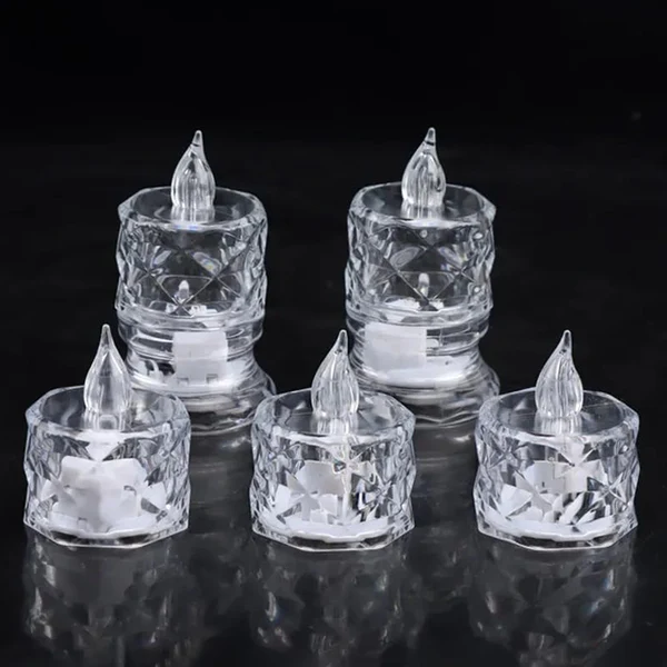 Flameless Acrylic LED Tea Light Candles Decorative Pack of 24