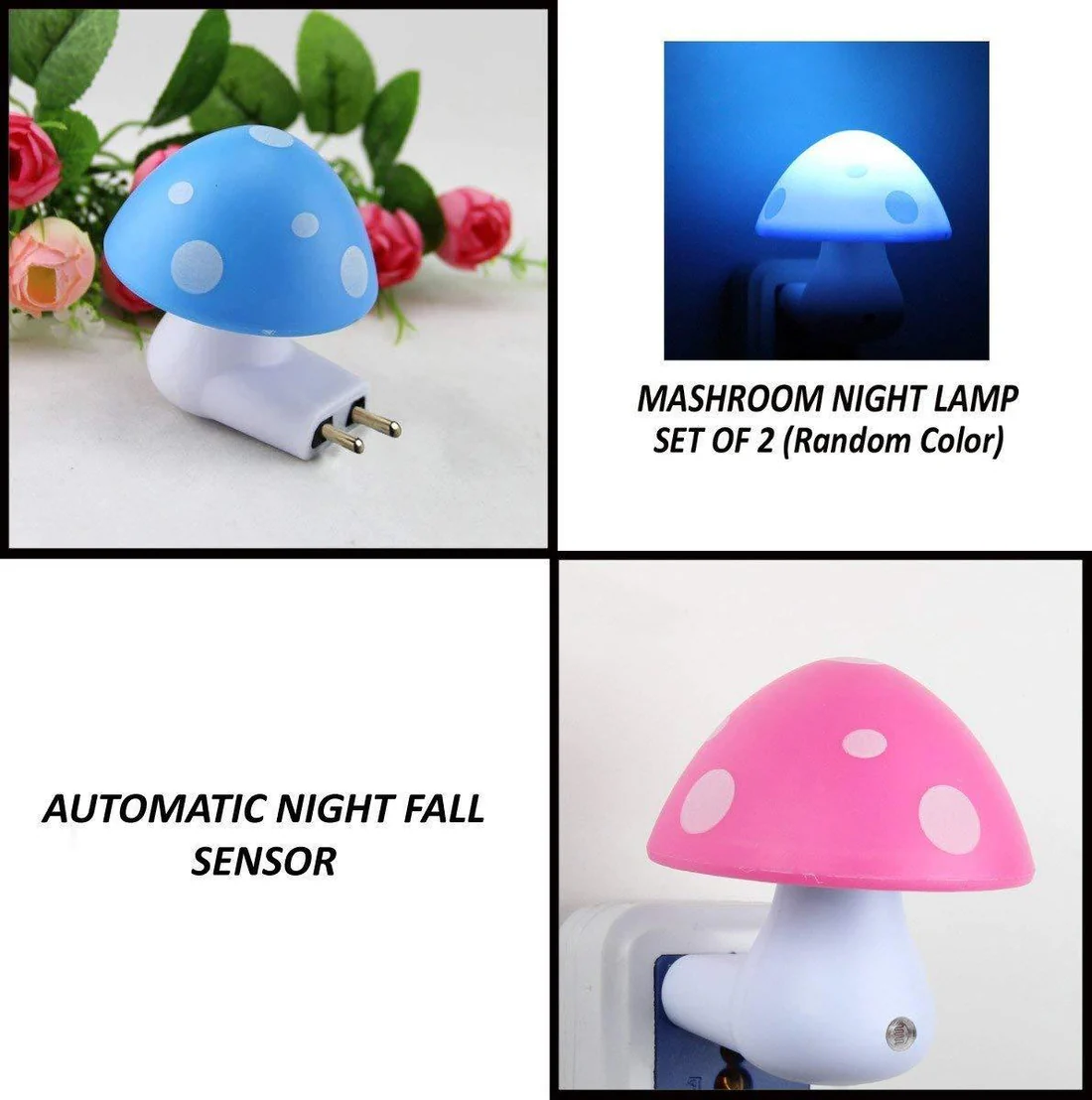 Automatic Night Sensor Mushroom Lamp Multicolour LED Light