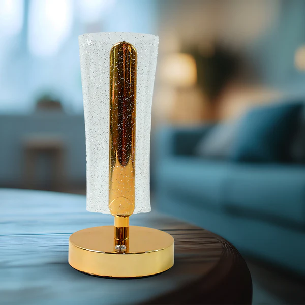 Crystal Table Lamp Sparkle Design with Golden Base LED Light