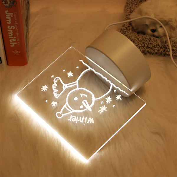 LED Acrylic Writing Message Board Night Lamp with Marker
